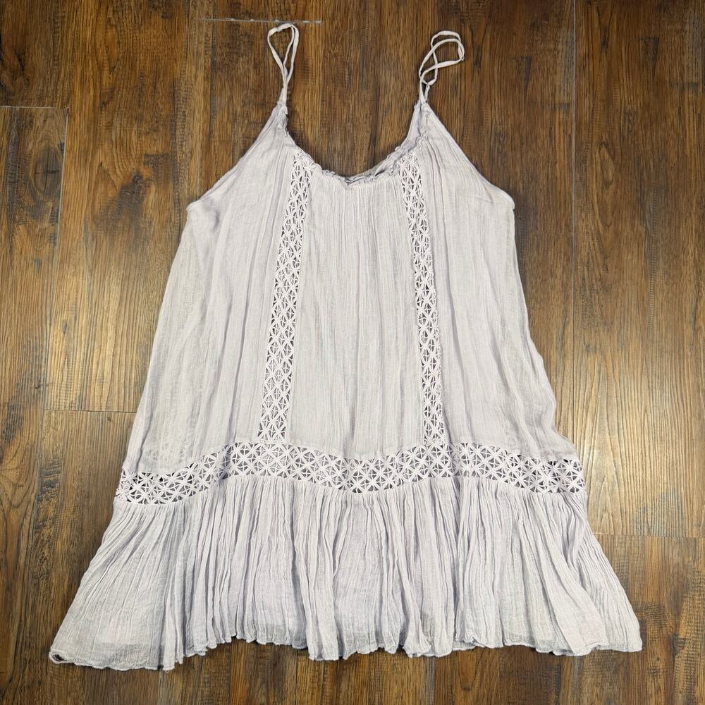 Chelsea & Violet MED boho lilac sleeveless strappy crochet lace mini tank dress - Picture 12 of 16